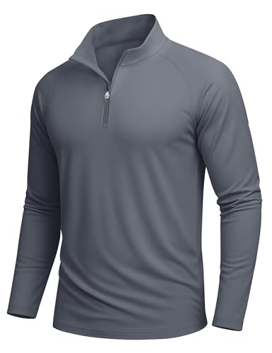 MAGCOMSEN Funktionsshirt Herren Langarm Outdoor Sport Tshirts Longsleeve UV Shirt Atmungsaktiv Stretch, Dunkelgrau, XL von MAGCOMSEN