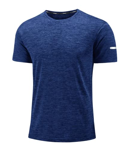 MAGCOMSEN Herren Laufshirts Schnelltrocknend Fitnessshirts Rundhals Sport T-Shirts Leicht Kurzarm Männer Outdoor Wandershirts Atmungsaktiv Sommershirts Casual Basic Tshirt Königsblau 3XL von MAGCOMSEN