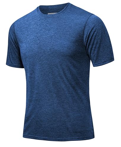 MAGCOMSEN Herren Leicht Sportshirt Quick Dry Wandershirt Stretch Atmungsaktiv Trainingsshirt Jogging Fitness T-Shirt Dunkelblau 3XL von MAGCOMSEN