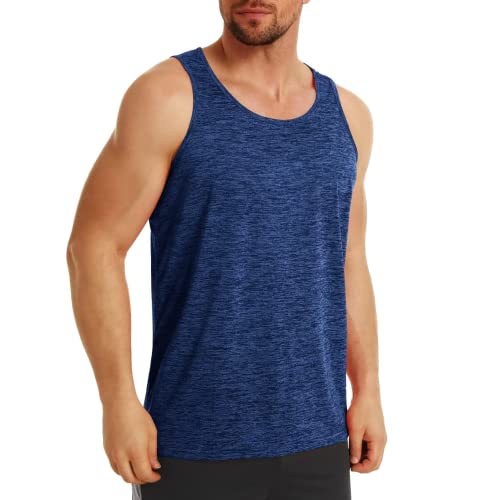 MAGCOMSEN Herren Leicht Tanktop Fitness Stringer Achselshirt Ärmelloses Elastische Trainingsshirt Herren Schnelltrocknend Muskel Tank Tops Atmungsaktiv Sport Shirt für Jogging Lässige Blau L von MAGCOMSEN