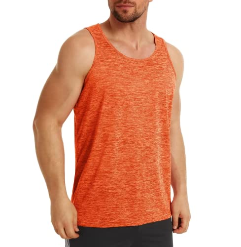 MAGCOMSEN Herren Leicht Tanktop Fitness Stringer Achselshirt Ärmelloses Elastische Trainingsshirt Herren Schnelltrocknend Muskel Tank Tops Atmungsaktiv Sport Shirt für Jogging Lässige Orange L von MAGCOMSEN