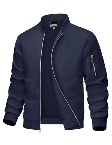 MAGCOMSEN Bomberjacke Dünn Herren Sommerjacke Leichte College Jacke Frühling Übergangsjacke für Männer, Navy, L von MAGCOMSEN