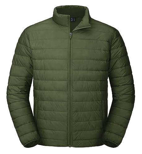 MAGCOMSEN Herren Pufferjacke Winddicht Leicht Übergangsjacke mit 4 Taschen Warme Outdoor Winterjacke Männer Wasserabweisende Steppjacke Wandern Camping Skijacke Armeegrün 3XL von MAGCOMSEN