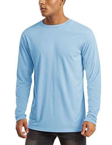 MAGCOMSEN Herren UV Schutz Shirt Schnelltrocknend Langarm Shirts Sommer Fitness T-Shirt Männer Outdoor Polyester Funktionsshirt Leicht Performance T-Shirt Blau S von MAGCOMSEN