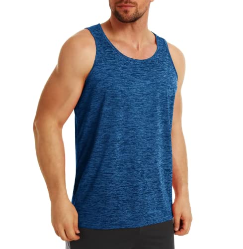 MAGCOMSEN Herren Sport Achselshirt Ärmellos Fitness Funktionsshirt Leicht Stretch Tank Tops Herren Schnell Trockend Training Oberteile Shirt Sonnenschutz Outdoor Muskelshirt Mittelblau M von MAGCOMSEN