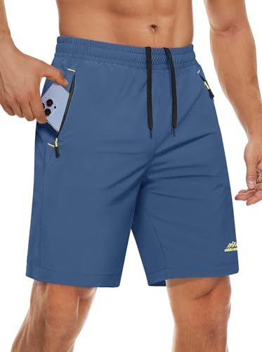 MAGCOMSEN Sport Shorts Herren Schnelltrocknend Leicht Jogginghose mit Einem Eingebauten Kordelzug Blau Grau 34 von MAGCOMSEN