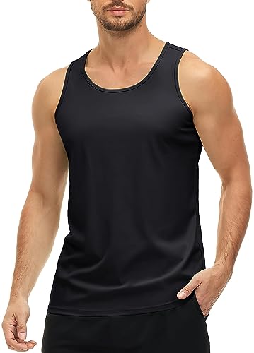 MAGCOMSEN Herren Tank T-Shirt Atmungsaktiv Muskelshirt Ärmelloses Outdoor Funktionsshirt Männer Gym Workout Tanktops Quick Dry Bodybuilding Shirts Schwarz 3XL von MAGCOMSEN