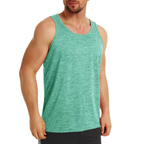 MAGCOMSEN Herren Tank T-Shirt Atmungsaktiv Muskelshirt Ärmelloses Sport Funktionsshirt Herren Gym Workout Tanktops Quick Dry Bodybuilding Shirts Sommer Outdoor Unterhemd Hellgrün M von MAGCOMSEN