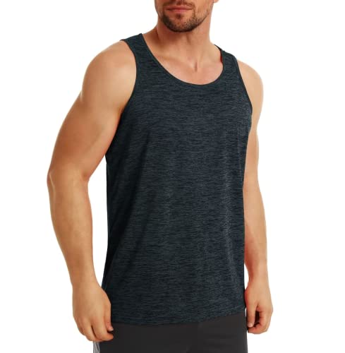 MAGCOMSEN Herren Tanktop T-Shirt Ohne Ärmel Sport Shirt Atmungsaktiv Muskelshirt Herren Leicht Fitness Unterhemd Schnell Trockend Stretch Funktionsshirts für Bodybuilding Gym Schwarz L von MAGCOMSEN