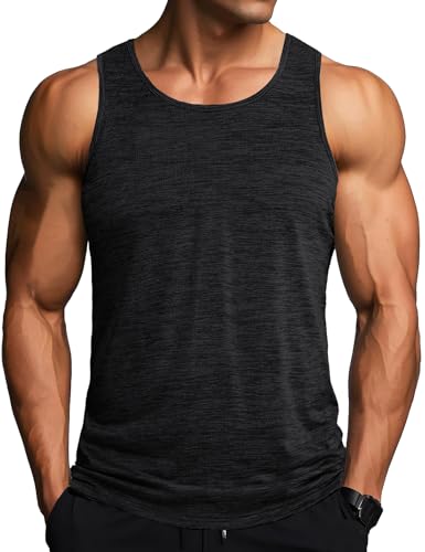 MAGCOMSEN Herren Tanktop T-Shirt Ohne Ärmel Sport Shirt Atmungsaktiv Muskelshirt Herren Leicht Fitness Unterhemd Schnell Trockend Stretch Funktionsshirts für Bodybuilding Gym Schwarz M von MAGCOMSEN
