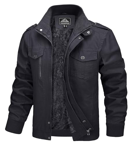 MAGCOMSEN Herren Übergangsjacke Winter Fliegerjacke Cargo Feldjacke Outdoor Windjacke Herren Army Feldjacke Baumwolle Parka Jacke Bikerjacke für Männer Grau 3XL von MAGCOMSEN