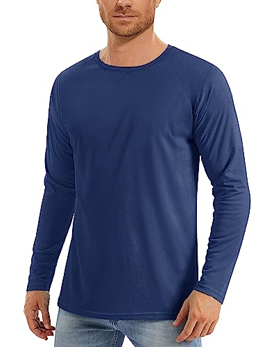 MAGCOMSEN Herren UV Funktionsshirt Langarm Rashguard Sonnenschutz UPF 50+ Laufshirt Männer Leicht Quick Dry Outdoorshirts für Wandern Anglen Stretch Sport T-Shirts Dunkelblau 3XL von MAGCOMSEN