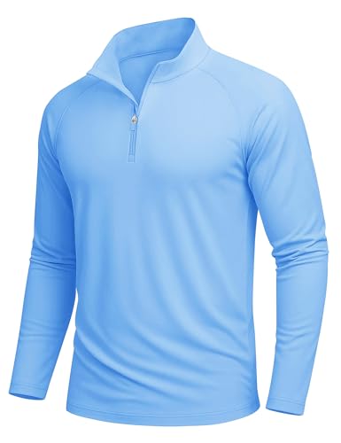 MAGCOMSEN UV Shirt Herren Wasser Sonnenschutz Rashguard Langarm Schwimmshirt Gym Shirt Fitness Atmungsaktive, Blau, 3XL von MAGCOMSEN