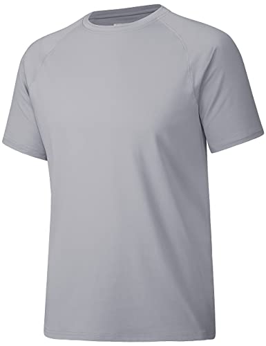 MAGCOMSEN Herren UV Shirt Kurzarm Casual Sport T Shirt Männer UPF 50+ Laufshirt Sommer Leicht Lässig T-Shirt für Männer, Hellgrau, XXL von MAGCOMSEN