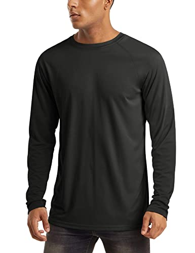 MAGCOMSEN Herren UV Shirt UPF 50+ Sportshirts Langarm Funktionsshirt Herren Laufshirt Regular Fit Trainingsshirt Wandershirts Angeln Shirts für Sport Schwarz L von MAGCOMSEN