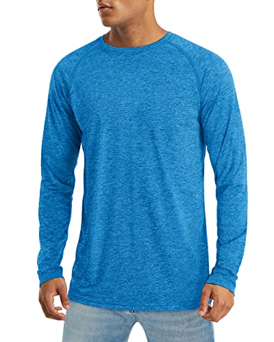 MAGCOMSEN Funktionsshirt Herren Langarm UV Schutz Outdoorshirt Lässig Gym Shirt Leicht Schnelltrocknend Meerblau L von MAGCOMSEN