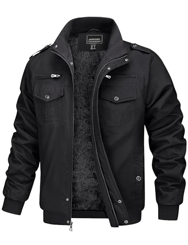 MAGCOMSEN Jacke Herren Übergangsjacke Outdoor Jacken Fleecejacke Fliegerjacke Parka Dickjacke Winter Schwarz M von MAGCOMSEN