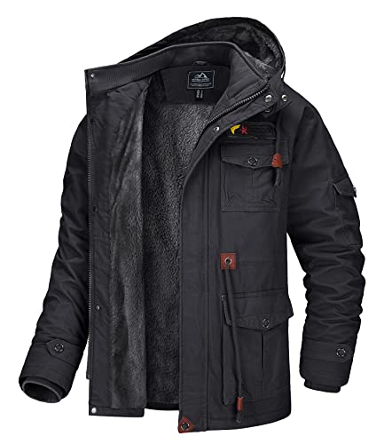 MAGCOMSEN Herren Winterjacke Warme Fleece Übergangsjacke Winter Gefüttert Parka Männer Baumwolle Outdoor Jacken Lässig Vintage Jacke Grau S von MAGCOMSEN
