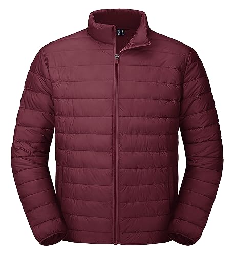 MAGCOMSEN Herren Winter Pufferjacke Leicht Sport Steppjacke Outdoor Wasserdicht Funktionsjacke Herren Warme Trekkingjacke Gefüttert Jagd Angeln Jacke Weinrot L von MAGCOMSEN