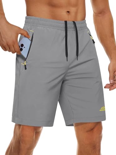 MAGCOMSEN Jogginghose Herren Kurz mit Reisverschlusstaschen Sweatshorts Stretch Tennishose mit Handytasche Hellgrau 40 MAGCOMSEN Jogginghose Herren Kurz mit Reisverschlusstaschen Sweatshorts Stretch Tennishose mit Handytasche Hellgrau 40 von MAGCOMSEN