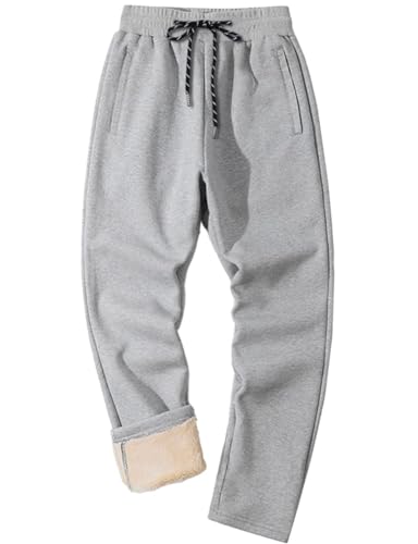 MAGCOMSEN Jogginghose Herren Warme Sweathose Outdoor Freizeithose Fleece Baumwolle Sport Hose Männer Casual Frühlingshose Stretch Trainingshose Angeln Golf Loungehose mit Mehrfachtaschen Hellgrau 36 von MAGCOMSEN