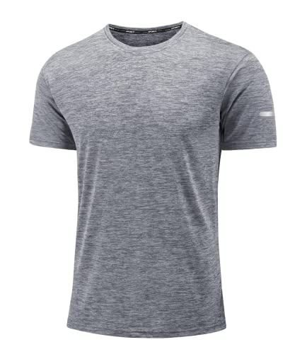 MAGCOMSEN Kurzarmshirts Herren Atmungsaktiv Sport Shirt Leichte Trainingsshirts Outdoor Funktionsshirts Herren Lässig Freizeit T-Shirts Crewneck Basic Tops für Fitness Yoga Hellgrau 3XL von MAGCOMSEN