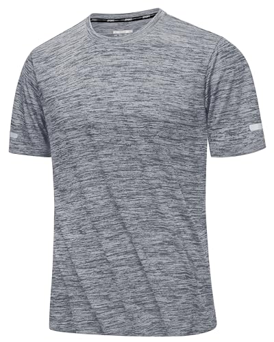 MAGCOMSEN Kurzarmshirts Herren Atmungsaktiv Sport Shirt Leichte Trainingsshirts Outdoor Funktionsshirts Herren Lässig Freizeit T-Shirts Crewneck Basic Tops für Fitness Yoga Hellgrau XL von MAGCOMSEN