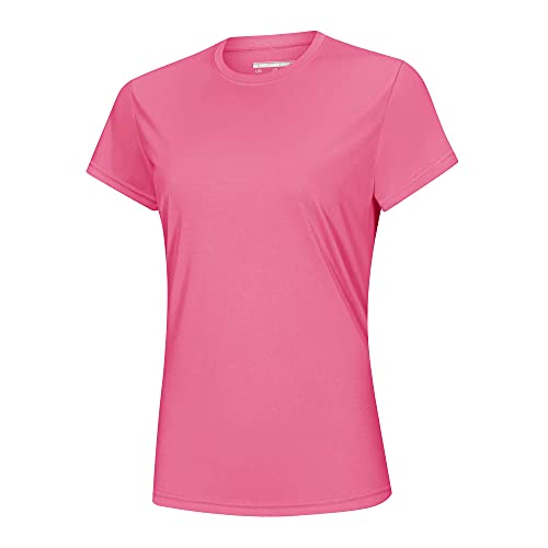 MAGCOMSEN Laufshirts Damen Fitness Sport T-Shirt Gym Yoga Top Sommer Kurzarm Funktionsshirt Frauen UV Sonnenschutz Shirts Outdoor Leicht Trainingsshirt für Jogging Running Rosa 2XL von MAGCOMSEN