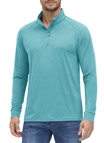 MAGCOMSEN Longsleeve Herren Sport UV Shirt Atmungsaktiv Wander T-Shirt Rash Guard Funktionsshirt Leicht Golfshirt, Hellgrün, L von MAGCOMSEN