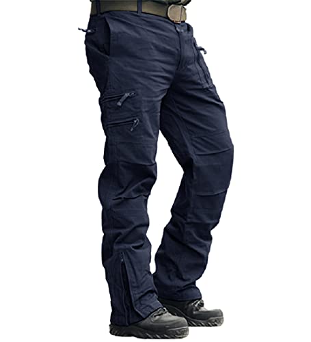 MAGCOMSEN Männer Cargohose Outdoor Tactical Hose Atmungsaktiv Ripstop Arbeitshose mit 8 Taschen Herren US Armee Hose Jagdhose Frühling Cargo Jeans Dunkelblau 32 von MAGCOMSEN