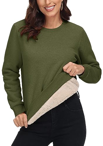 MAGCOMSEN Ohne Kapuze Pullover Damen Sweatshirt Fleece Gefüttert Langarmshirt Casual Sportshirt Laufen Funktionsshirt Tunika Armeegrün L MAGCOMSEN Ohne Kapuze Pullover Damen Sweatshirt Fleece Gefüttert Langarmshirt Casual Sportshirt Laufen Funktionsshirt Tunika Armeegrün L von MAGCOMSEN