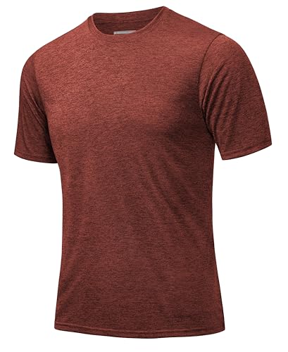 MAGCOMSEN Outdoor Shirt Herren Sommer Sport T-Shirts Surfer Shirt Leicht Laufshirt Kurzarm Trainingsshirt Funktionsshirt Regular Fit Wandershirt Dunkelorange 2XL von MAGCOMSEN