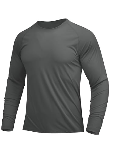 MAGCOMSEN Funktionsshirt Herren Outdoor Shirt Sommer Wandershirts Atmungsaktiv Langarmshirt Schnelltrocknend Trainingsshirt Dunkelgrau S von MAGCOMSEN