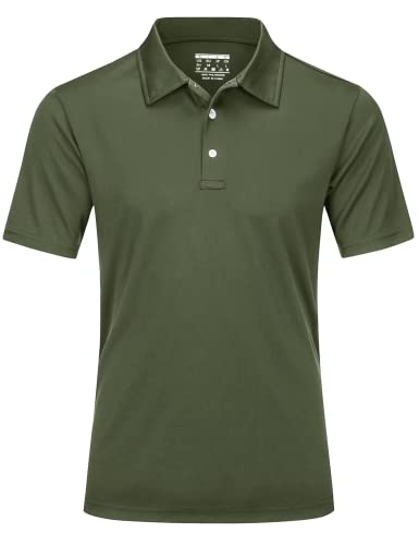 MAGCOMSEN Polo Shirts Männer Sport Tshirts Klassisches Poloshirt Sporthemden Tennis Golf T-Shirt Sommer Kurzarm Shirt Arbeiten Wandern Angeln Tshirts Armeegrün 3XL von MAGCOMSEN