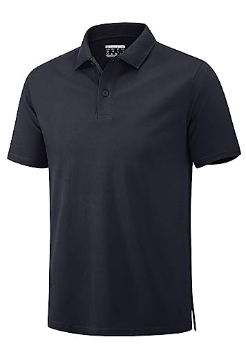 MAGCOMSEN Poloshirt Herren Kurzarm Sport T-Shirt Outdoor Militär Hemd Atmungsaktiv Golf Shirts Männer Quick Dry Polo Trainingsshirt für Wandern Camping Schwarz XXL von MAGCOMSEN