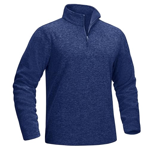 MAGCOMSEN Pullover Herren Half Zip Sweatshirt Atmungsaktiv Wanderpullover Outdoor Langarm Sportshirt für Männer, Dunkelblau, XL von MAGCOMSEN