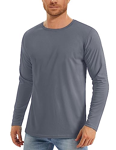 MAGCOMSEN Rashguard Herren Langarm UV UPF 50+ Shirt Leicht Wandern T-Shirt Männer Quick Dry Trainingsshirts für Laufen Fitness Stretch Sommer Outdoorshirts Dunkelgrau L von MAGCOMSEN