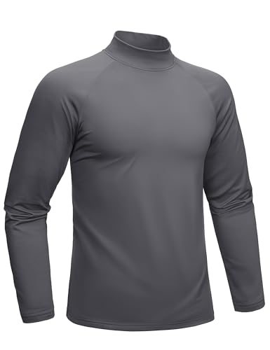 MAGCOMSEN Rollkragen Sweatshirt Herren Turtleneck Funktionsshirt Langarm Basic Langarmshirt Winter Thermo Oberteil, Dunkelgrau, XL von MAGCOMSEN