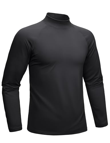 MAGCOMSEN Rollkragenpullover Herren Basic Thermo Longsleeve Wicking Funktionsshirt Langarm Männer Thermoshirt für Winter, Schwarz, XXL von MAGCOMSEN