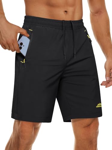 MAGCOMSEN Shorts Herren Kurz Sporthose Leicht Sommer Jogginghose Schnell Trockend Outdoor Short Herren Stretch Multi Taschen Radhose Wandern Knielange Hosen Schwarz 34 von MAGCOMSEN