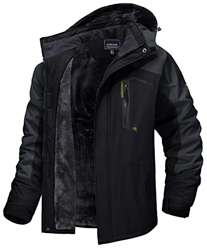 MAGCOMSEN Snowboardjacke Männer Outdoor Ski Jacke Warm Softshelljacke Arbeitsjacke Winter Herren Regenjacke Wasserdicht Windjacke Combat Armee Coat mit Viele Taschen Schwarz Grau 3XL von MAGCOMSEN