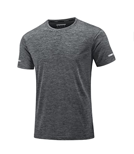 MAGCOMSEN Sommershirts Herren Meliert Sport Shirt Leicht Wandershirts Schnell Trockend Joggingshirts Männer Stretch Funktionsshirts Atmungsaktiv Lässig Freizeit T-Shirts Dunkelgrau 3XL von MAGCOMSEN