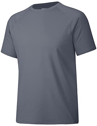 MAGCOMSEN Sportshirt Herren Kurzarm Sonnenschutz Funktionsshirt Wandern Schnelltrocknend Kurzarm Outdoor Fitness T-Shirt, Dunkelgrau, XXL von MAGCOMSEN