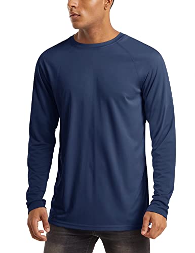 MAGCOMSEN Funktionsshirt Herren Langarm UV Shirt UPF 50+ Arbeitsshirt Atmungsaktiv Männer Sommer Wandershirt Outdoor Jogging Laufshirt für Sport Dunkelblau 3XL von MAGCOMSEN