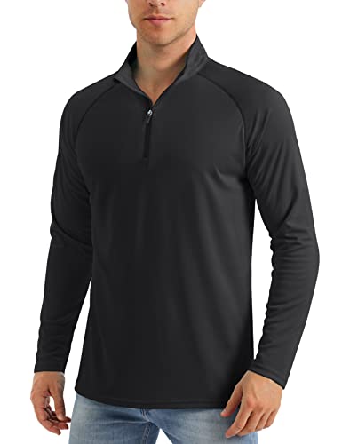 MAGCOMSEN Shirt Langarm Herren UPF 50+ Joggingshirt Quick Dry Trainingsshirt Sonnenschutz Surfen T-Shirt, Schwarz, L von MAGCOMSEN