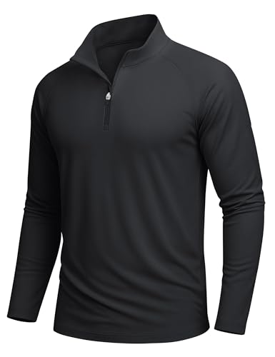 MAGCOMSEN Arbeitspullover Herren Fahrradbekleidung Zipper UV Schwimmshirt Herren Langarmshirt Sonnenschutz, Schwarz, M von MAGCOMSEN