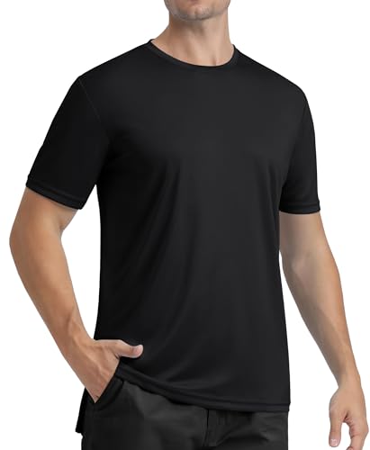 MAGCOMSEN Sportshirts Herren Kurzarm UV Shirt Sonnenschutz Quick Dry Tshirt Herren UPF 50+ Funktionsshirt Outdoor Laufshirt Regular Fit Trainingsshirt Schwarz 3XL von MAGCOMSEN