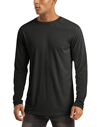 MAGCOMSEN Herren UV Shirt UPF 50+ Sportshirts Langarm Funktionsshirt Herren Laufshirt Regular Fit Trainingsshirt Wandershirts Angeln Shirts für Sport Schwarz S von MAGCOMSEN