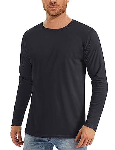 MAGCOMSEN Sportshirts Herren UV Schutz UPF 50+ Shirt Outdoor Funktionsshirt Männer Fitness Running Tops Leicht Stretch Schwimmshirt Langarm Freizeit T-Shirt Schwarz XL von MAGCOMSEN