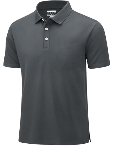 MAGCOMSEN T Shirts Männer Golf Polo Shirts Atmungsaktiv Outdoor Sport Shirts Freizeit Shirt Schnelltrocknend Funktionsshirt Sommer Basic Arbeitsshirt Dunkelgrau 3XL von MAGCOMSEN
